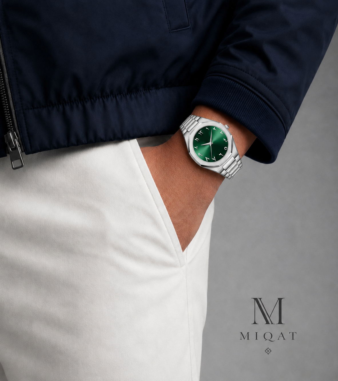 MIQAT Émeraude Royale — Montre Homme Luxe Acier Cadran Vert