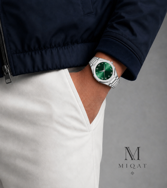 MIQAT Émeraude Royale — Montre Homme Luxe Acier Cadran Vert