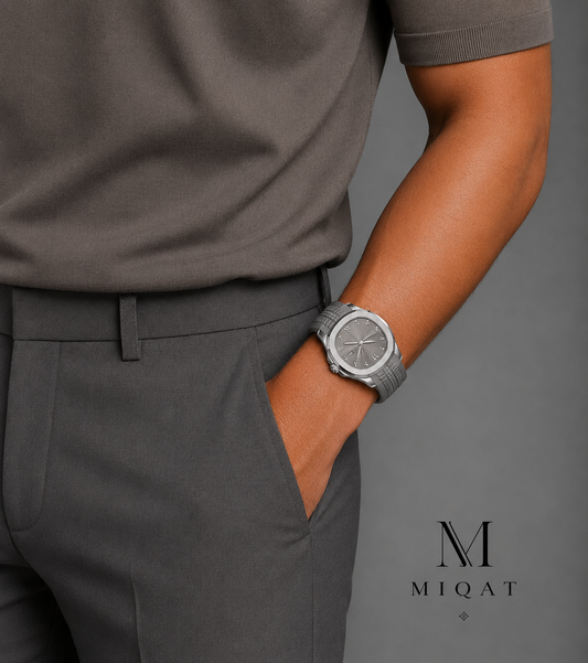 MIQAT Astre d'Orient — Montre Homme Luxe Sport Acier Cadran Gris