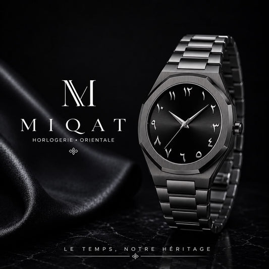 MIQAT Onyx Impérial – Montre Homme Luxe Acier Noir Cadran Noir