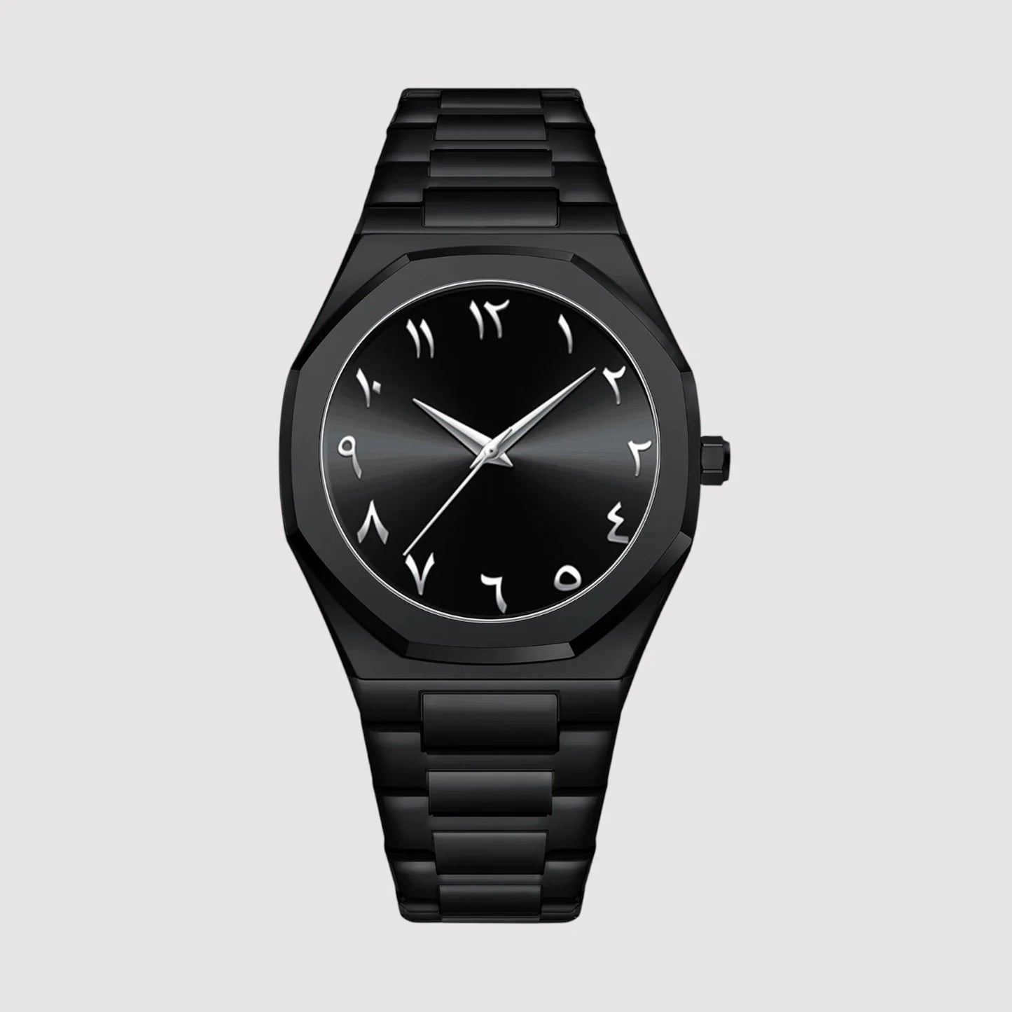 MIQAT Onyx Impérial – Montre Homme Luxe Acier Noir Cadran Noir