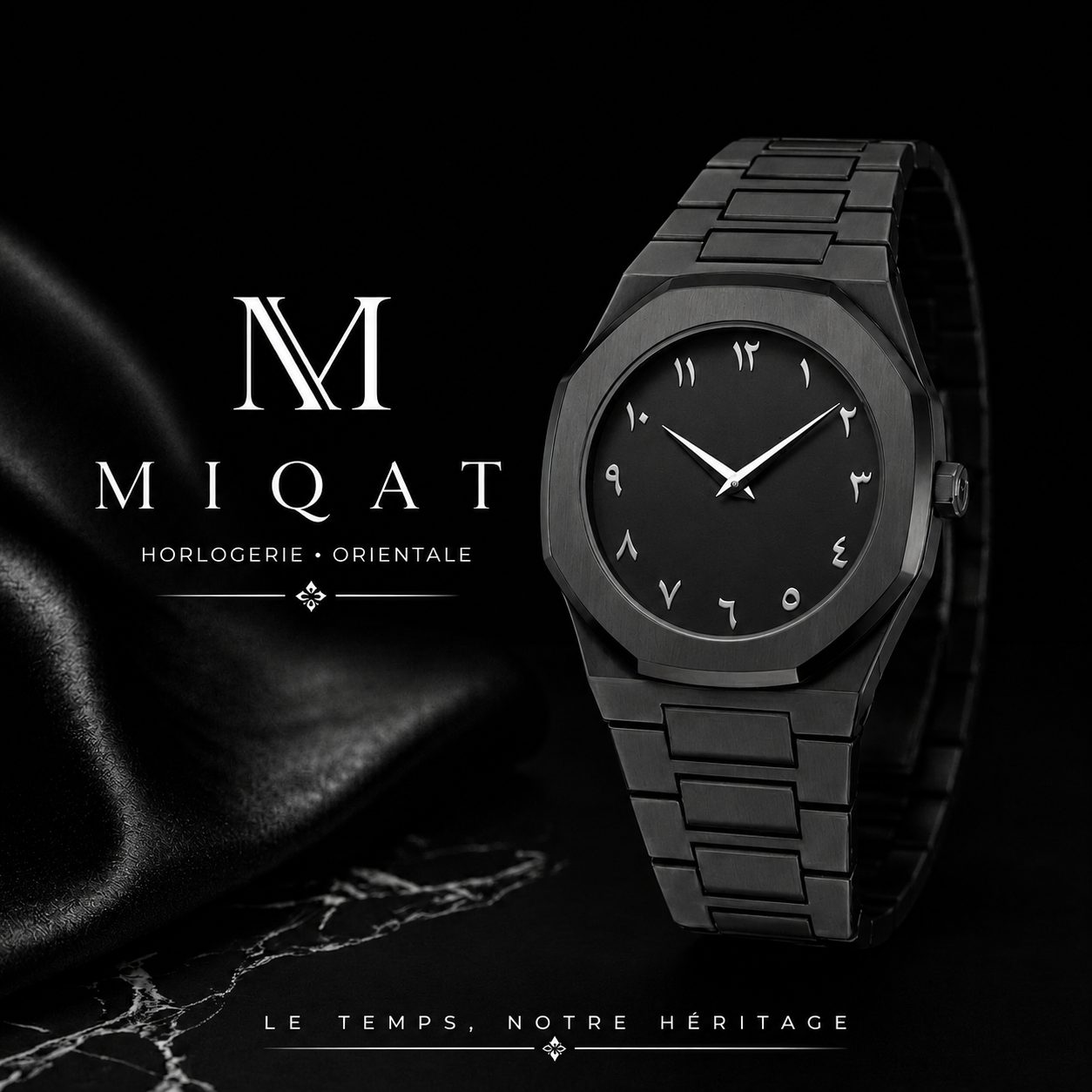 MIQAT Nuit Étoilé — Montre Homme Luxe Polycarbonate Cadran Noir