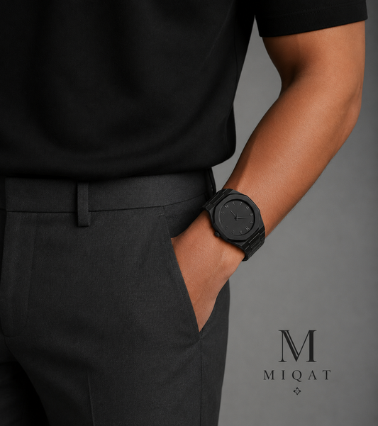 MIQAT Nuit Noire — Montre Homme Luxe Polycarbonate Cadran Noir