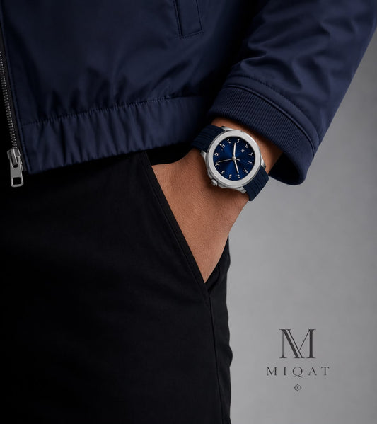 MIQAT Bleu Azur — Montre Homme Luxe Sport Acier Cadran Bleu