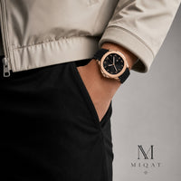 MIQAT Calife Noir — Montre Homme Luxe Sport Or Rose Cadran Noir