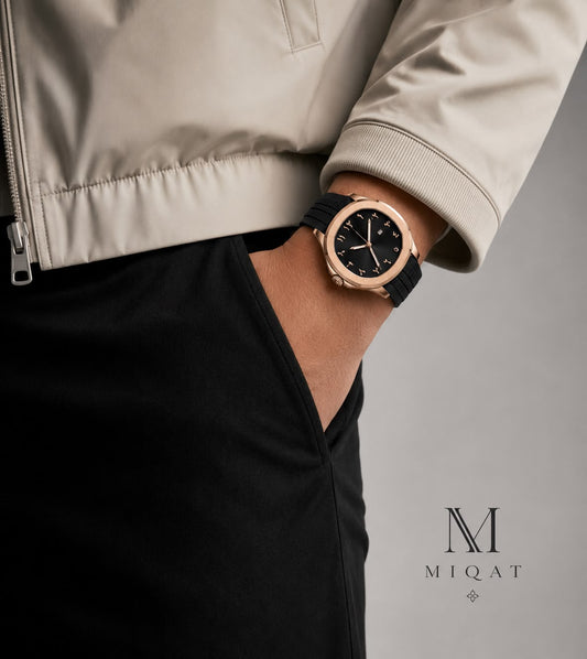 MIQAT Calife Noir — Montre Homme Luxe Sport Or Rose Cadran Noir