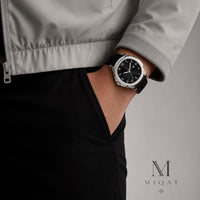 MIQAT Chrono Héritage — Montre Homme Luxe Sport Acier Cadran Noir