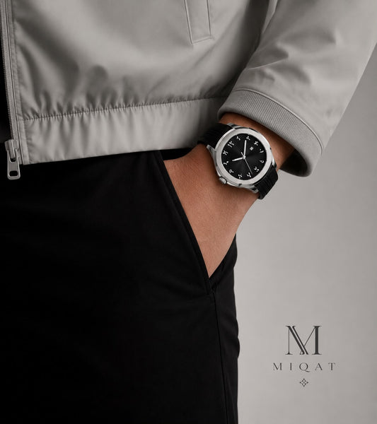 MIQAT Chrono Héritage — Montre Homme Luxe Sport Acier Cadran Noir