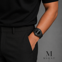 MIQAT Onyx Impérial – Montre Homme Luxe Acier Noir Cadran Noir