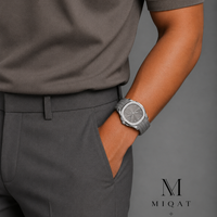 MIQAT Astre d'Orient — Montre Homme Luxe Sport Acier Cadran Gris