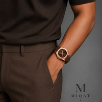 MIQAT Nomade Doré — Montre Homme Luxe Sport Or Rose Cadran Chocolat