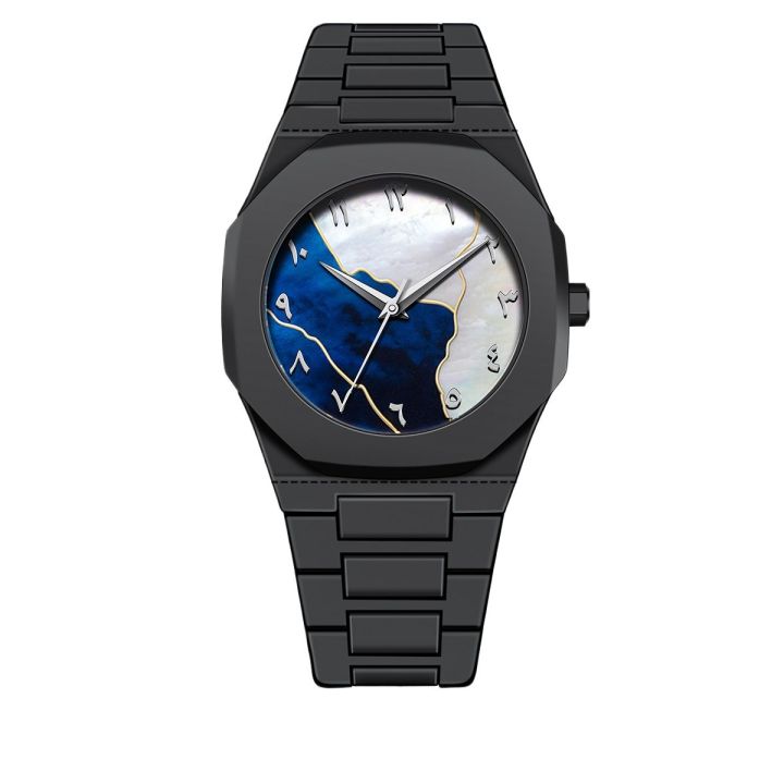 MIQAT Onyx & Lapis — Montre Homme Luxe Polycarbonate Cadran Bi-matière