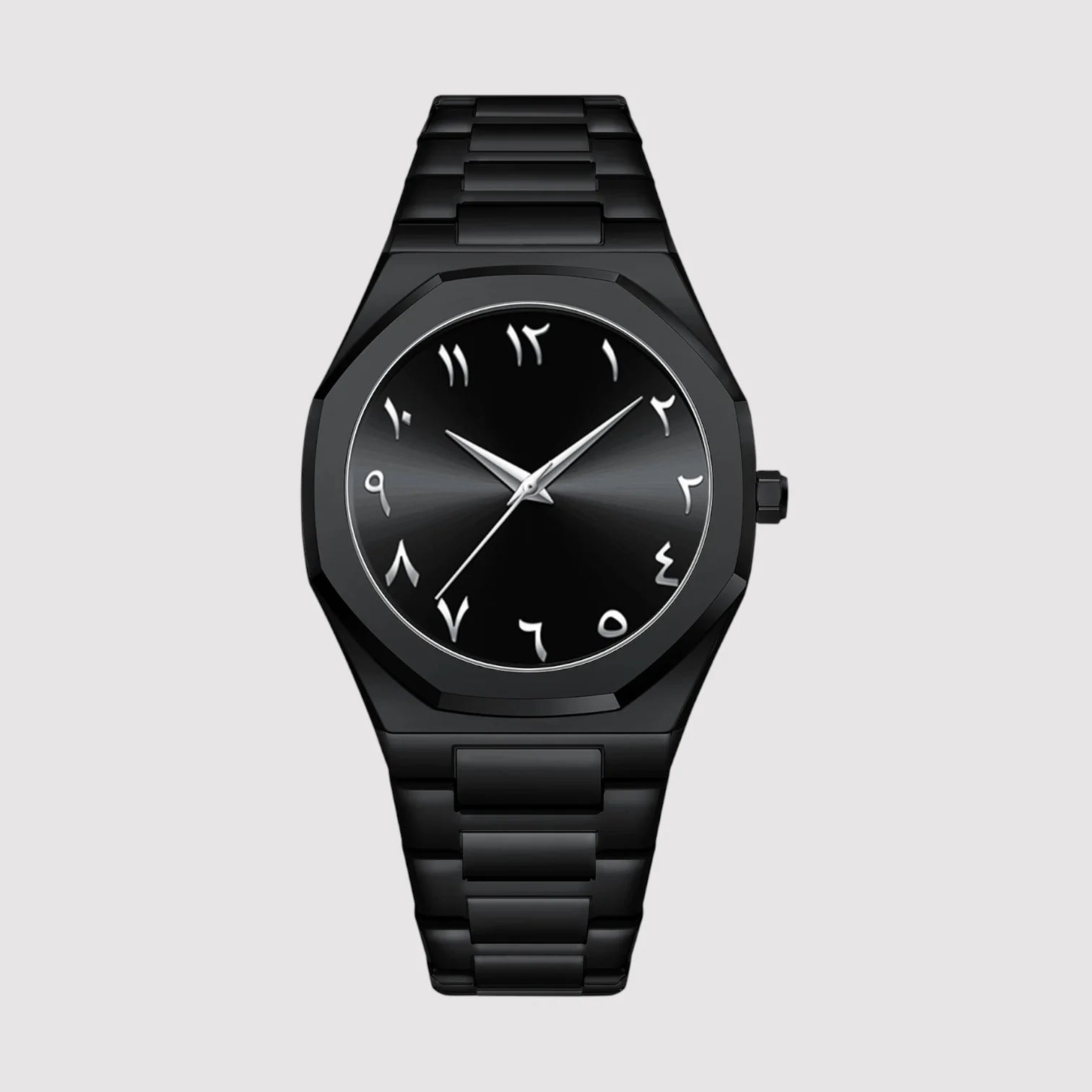 MIQAT Onyx Impérial – Montre Homme Luxe Acier Noir Cadran Noir
