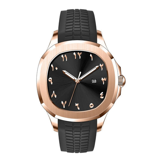 MIQAT Calife Noir — Montre Homme Luxe Sport Or Rose Cadran Noir