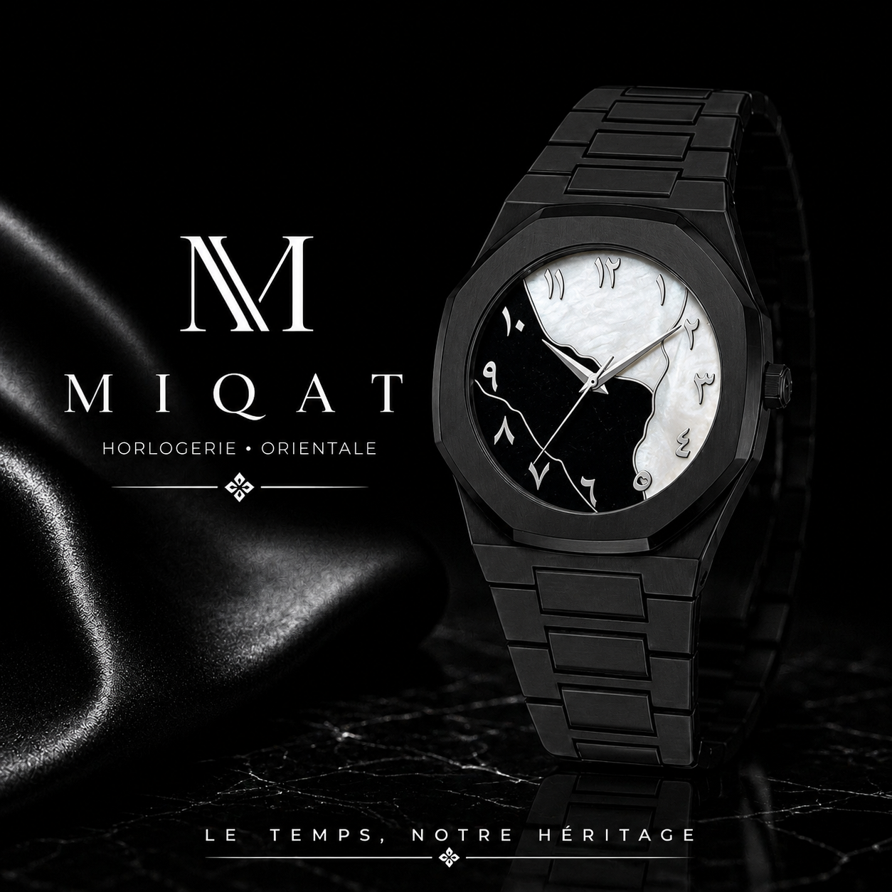 MIQAT Ombre & Lumière — Montre Homme Luxe Polycarbonate Cadran Noir & Blanc