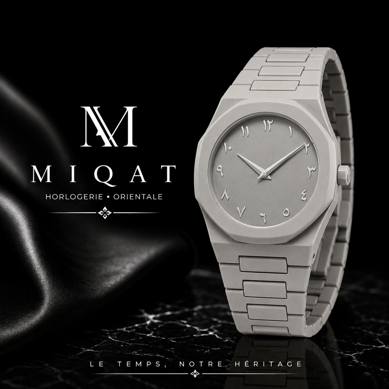 MIQAT Poussière de Lune — Montre Homme Luxe Polycarbonate Cadran Gris