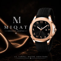 MIQAT Calife Noir — Montre Homme Luxe Sport Or Rose Cadran Noir
