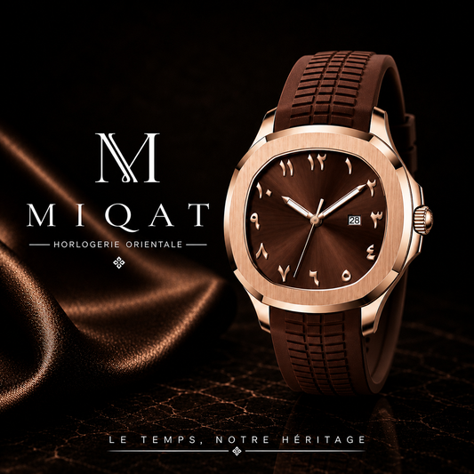 MIQAT Nomade Doré — Montre Homme Luxe Sport Or Rose Cadran Chocolat