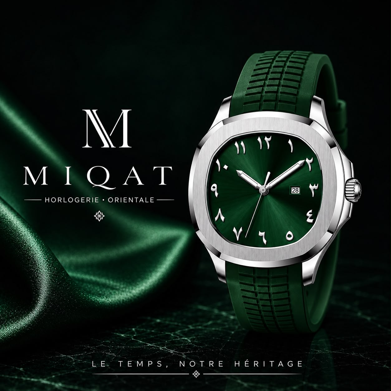 MIQAT Sultan Émeraude — Montre Homme Luxe Sport Acier Cadran Vert