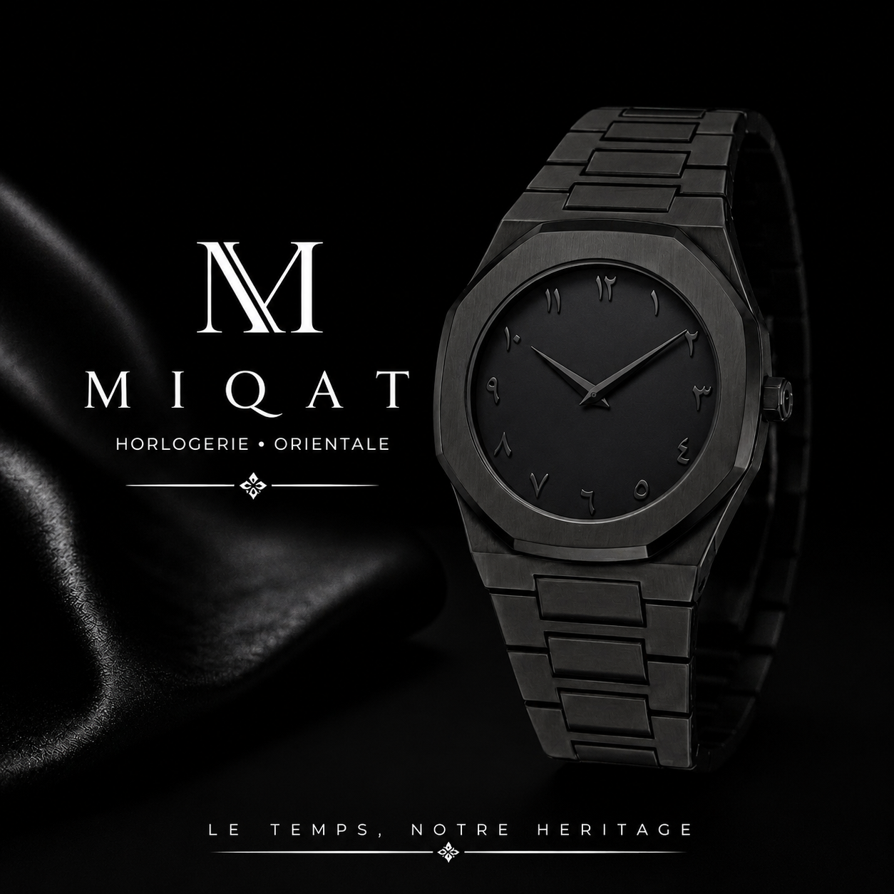 MIQAT Nuit Noire — Montre Homme Luxe Polycarbonate Cadran Noir